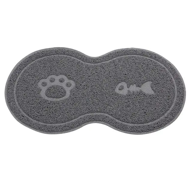 Gray Pet Food Bowl Mat