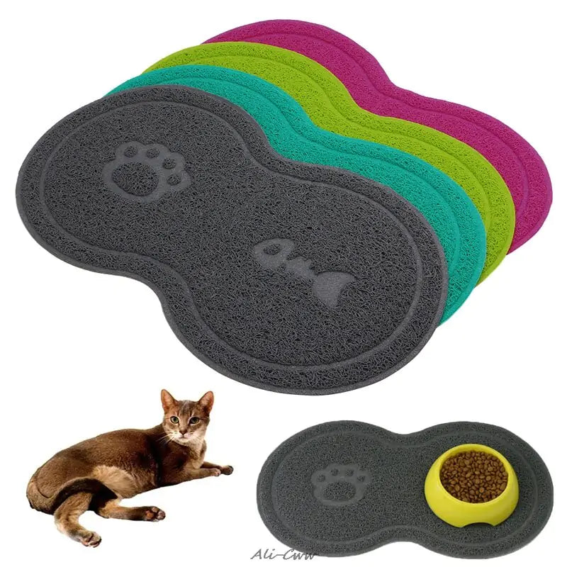 Gray Pet Food Bowl Mat